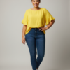 Textured Short-Sleeve Top with Double Ruffle – Plus Size