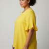 Textured Short-Sleeve Top with Double Ruffle – Plus Size