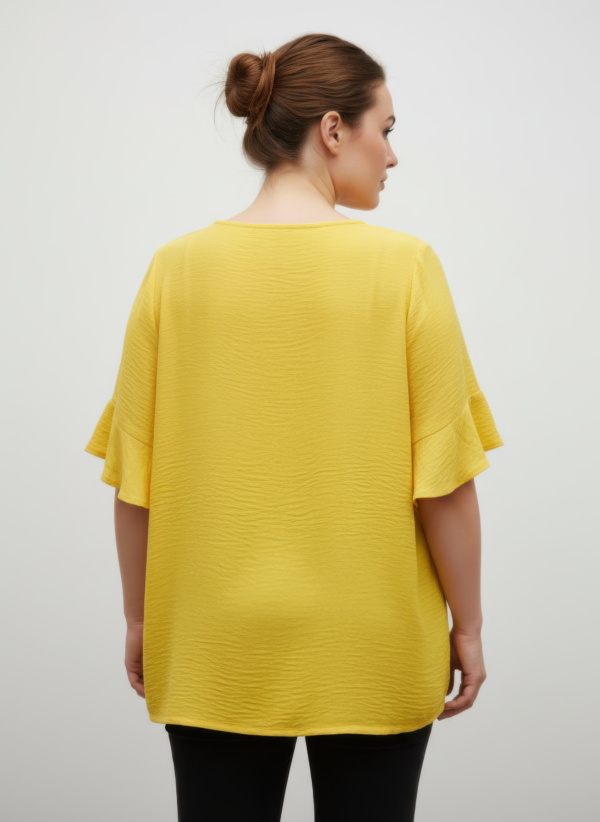 Textured Short-Sleeve Top with Double Ruffle – Plus Size