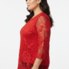 Plus Size Floral Lace Overlay Blouse with Scalloped Hem
