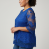 Floral Lace Sleeve Blouse with Scalloped Hem – Plus Size