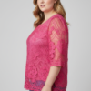 Floral Lace Sleeve Blouse with Scalloped Hem – Plus Size