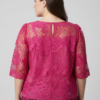 Floral Lace Sleeve Blouse with Scalloped Hem – Plus Size
