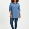 Zip-Front Tunic Blouse with Utility Pockets – Plus Size