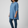 Zip-Front Tunic Blouse with Utility Pockets – Plus Size