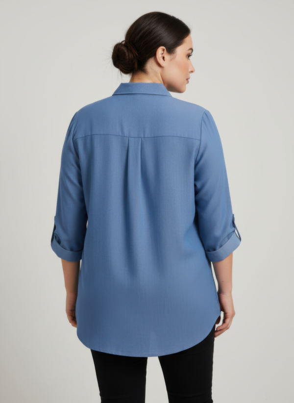 Zip-Front Tunic Blouse with Utility Pockets – Plus Size