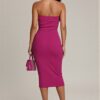 Strapless Bodycon Midi Dress – Rayon-Blend Sleek Silhouette