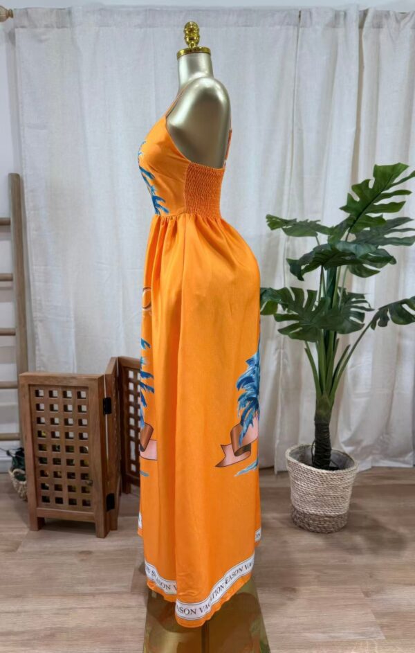 Kingston Palms Palm-Print Maxi Dress with Spaghetti Straps
