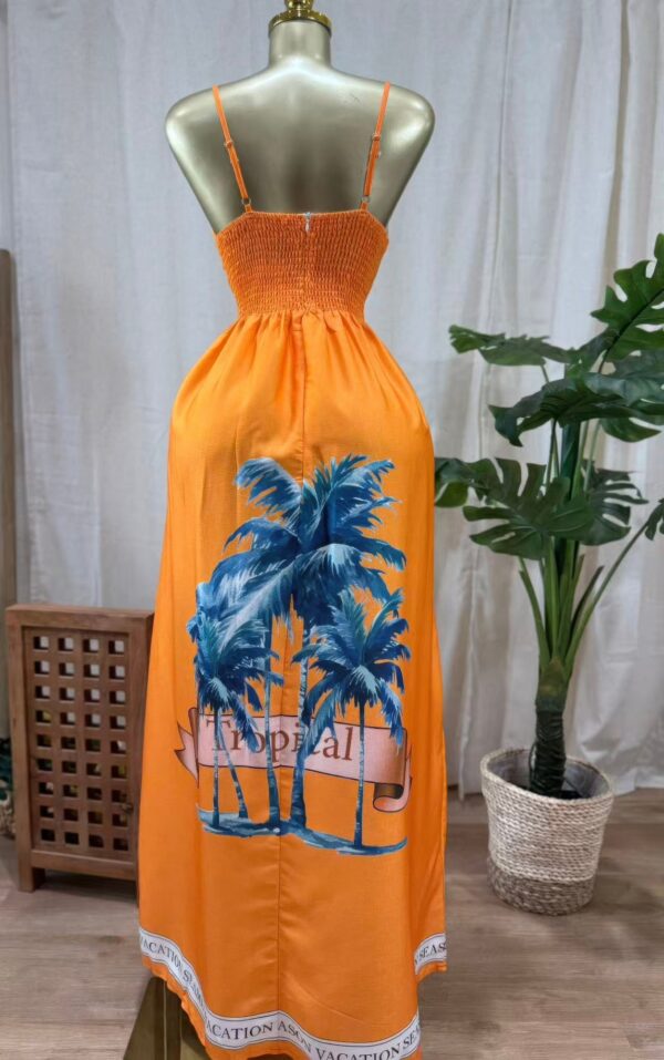 Kingston Palms Palm-Print Maxi Dress with Spaghetti Straps