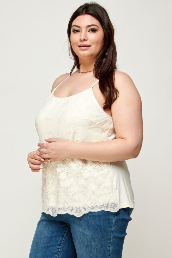 Plus Size Embroidered Mesh T-Back Cami – Flowy