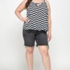 Plus-Size Chevron Geometric Tank with Double Spaghetti Straps