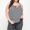 Plus-Size Chevron Geometric Tank with Double Spaghetti Straps