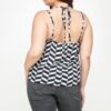 Plus-Size Chevron Geometric Tank with Double Spaghetti Straps