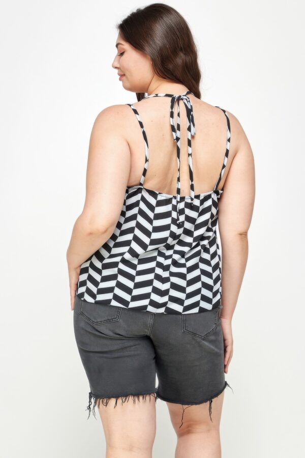 Plus-Size Chevron Geometric Tank with Double Spaghetti Straps