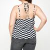 Plus-Size Chevron Geometric Tank with Double Spaghetti Straps