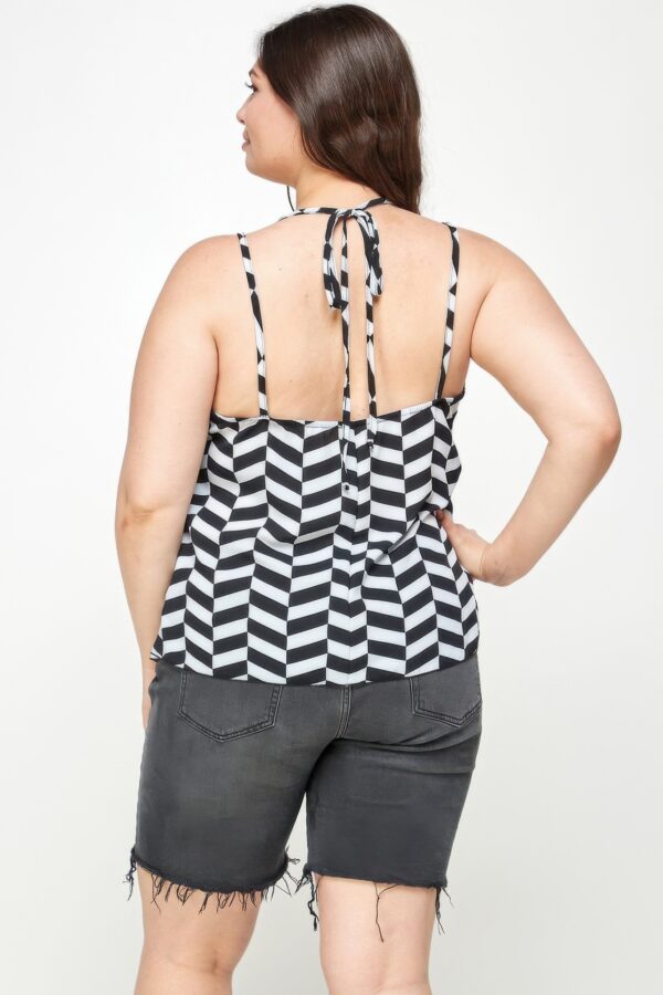Plus-Size Chevron Geometric Tank with Double Spaghetti Straps