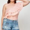 Ditsy Floral One-Shoulder Bodysuit – Plus Size