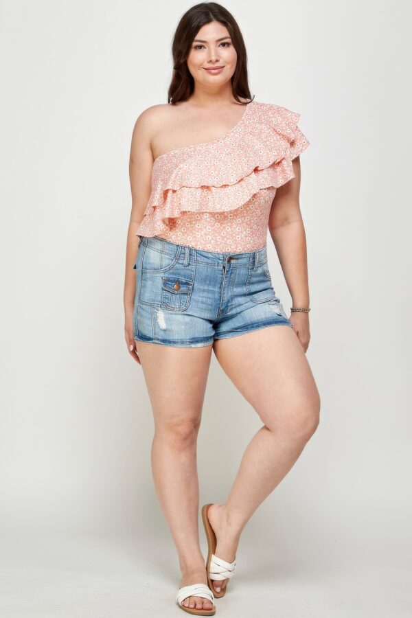 Ditsy Floral One-Shoulder Bodysuit – Plus Size