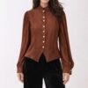 Plus Size Textured Wrap Top with Tie-Neck & Ruffle Sleeves