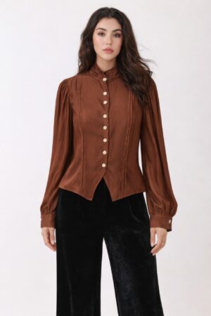 Plus Size Textured Wrap Top with Tie-Neck & Ruffle Sleeves