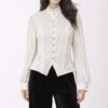 Plus-Size Textured Wrap Top with Tie Neck