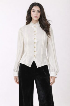 Plus-Size Textured Wrap Top with Tie Neck