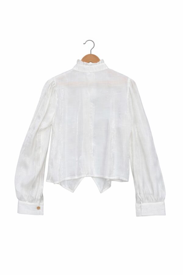 Plus-Size Textured Wrap Top with Tie Neck