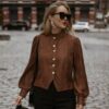Plus Size Textured Wrap Top with Tie-Neck & Ruffle Sleeves