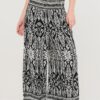 Smocked-Waist Floral Pants – Relaxed Woven Trousers with Pockets