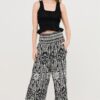 Smocked-Waist Floral Pants – Relaxed Woven Trousers with Pockets