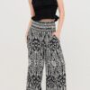 Smocked-Waist Floral Pants – Relaxed Woven Trousers with Pockets