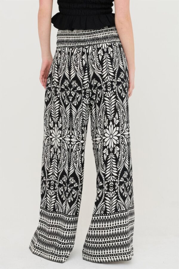 Smocked-Waist Floral Pants – Relaxed Woven Trousers with Pockets