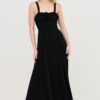 Boned Tie-Back A-Line Dress with Side Slit
