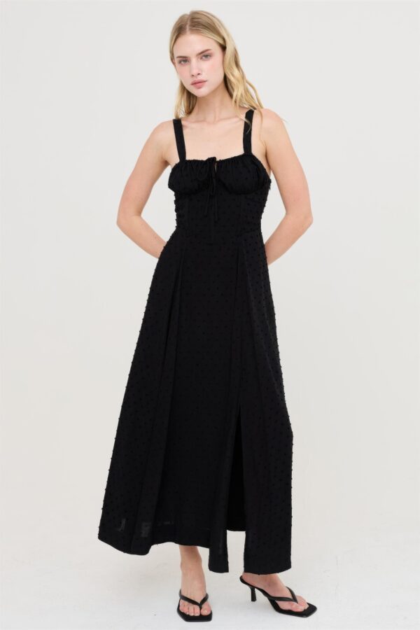 Boned Tie-Back A-Line Dress with Side Slit