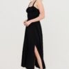 Boned Tie-Back A-Line Dress with Side Slit