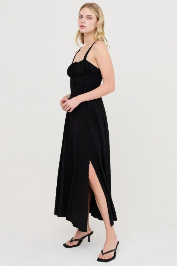Boned Tie-Back A-Line Dress with Side Slit