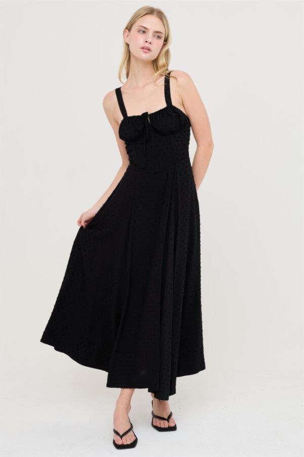 Boned Tie-Back A-Line Dress with Side Slit