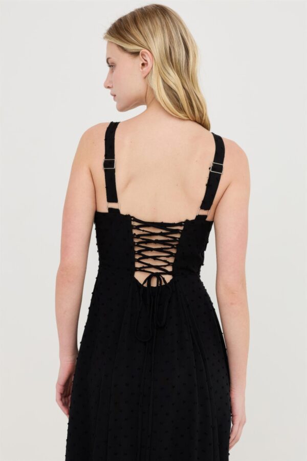 Boned Tie-Back A-Line Dress with Side Slit