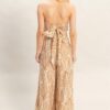 Pleated Strapless Top & Printed Pants Set