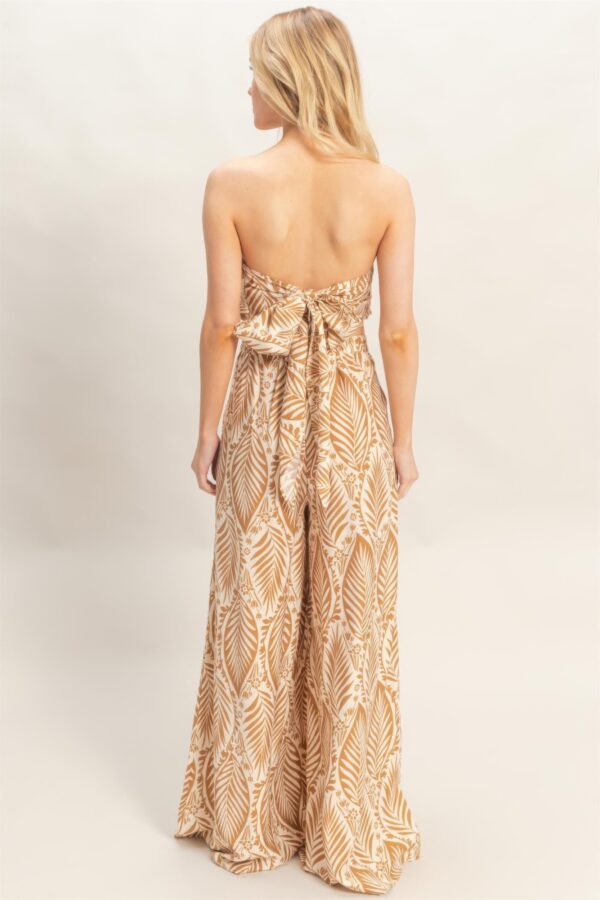Pleated Strapless Top & Printed Pants Set
