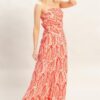 Strapless Pleated Top & Printed Pant Two-Piece Set
