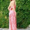 Strapless Pleated Top & Printed Pant Two-Piece Set