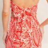 Strapless Pleated Top & Printed Pant Two-Piece Set