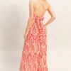 Strapless Pleated Top & Printed Pant Two-Piece Set