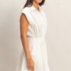 Shirred Cotton Collared Mini Dress – Sleeveless