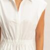 Shirred Cotton Collared Mini Dress – Sleeveless