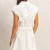 Shirred Cotton Collared Mini Dress – Sleeveless