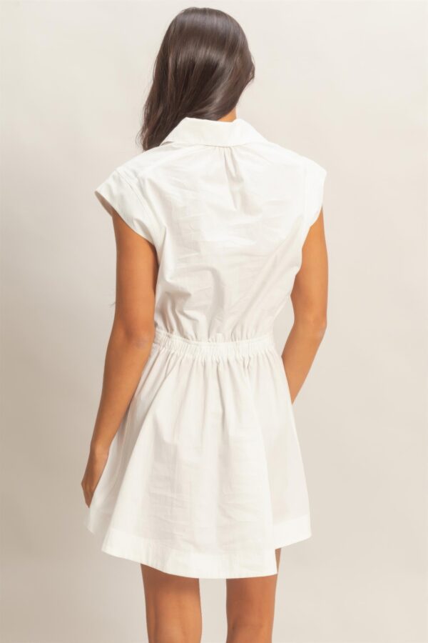 Shirred Cotton Collared Mini Dress – Sleeveless