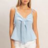 Tie-Front Spaghetti Strap Top – Woven Lightweight Tank