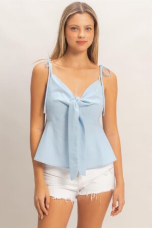 Tie-Front Spaghetti Strap Top – Woven Lightweight Tank